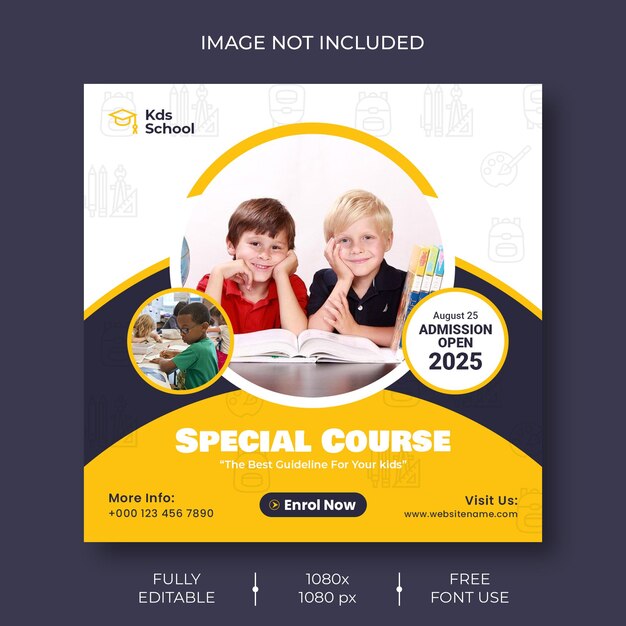 School admission social media post and web banner template