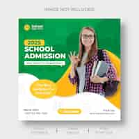 Free PSD school admission social media post and web banner template