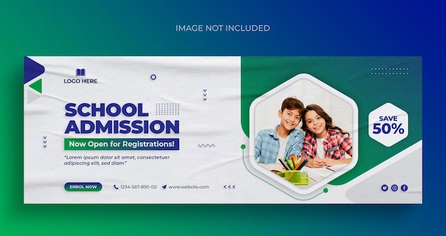 School admission social media web banner flyer and facebook cover photo design template