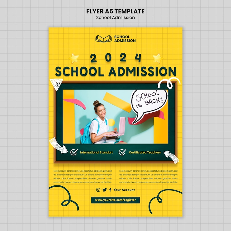 Free PSD school admission template design
