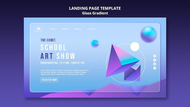 Free PSD school art show  landing page template