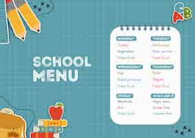 無料PSD 学校の食堂メニューテンプレート