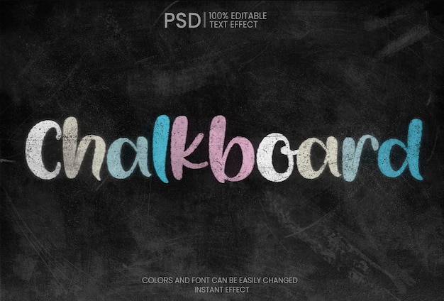 Free PSD school colored chalkboard text effect