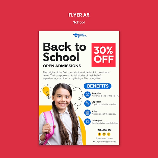 school flyer template design