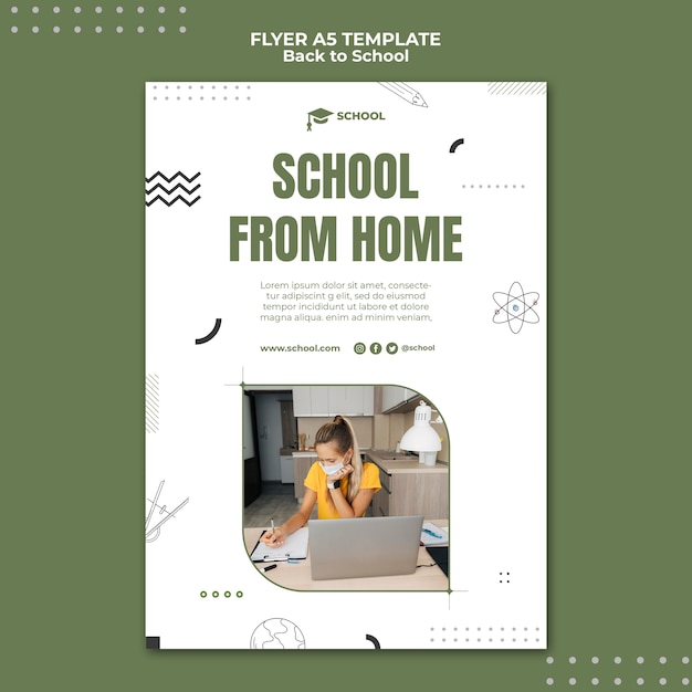 Free PSD school from home flyer template