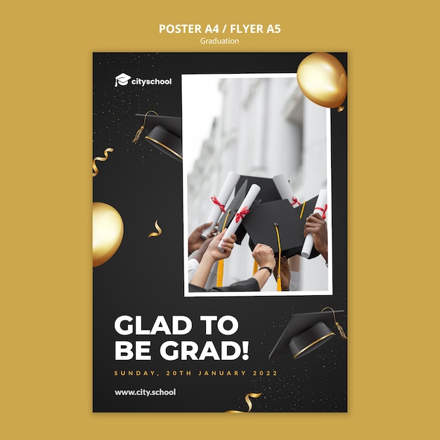 Free PSD school graduation poster template