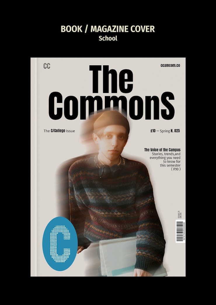 Free PSD school magazine cover template design