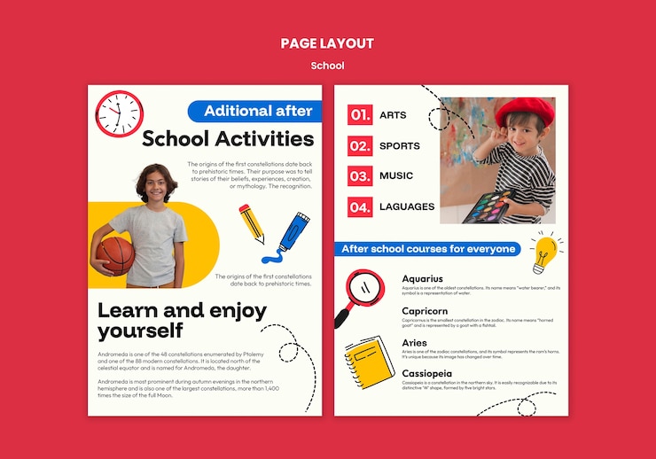 Free PSD school page layout template design