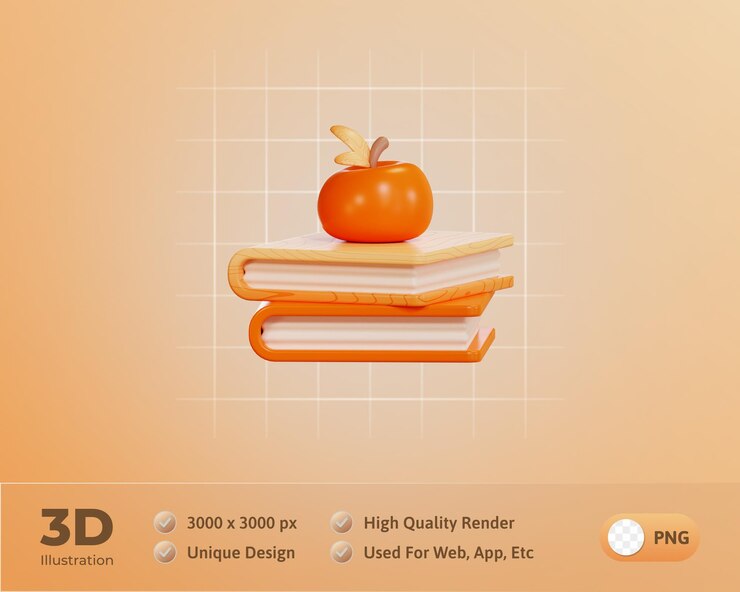 Free PSD school subjects icon education 3d illustration