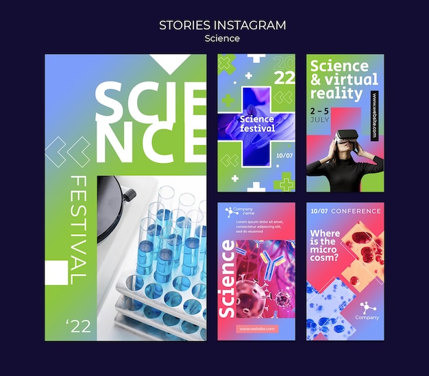 無料PSD 科学とバーチャルリアリティのinstagramストーリーコレクション