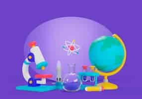 PSD gratuito background scientifico con attrezzature di laboratorio