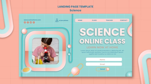 Free PSD science class landing page