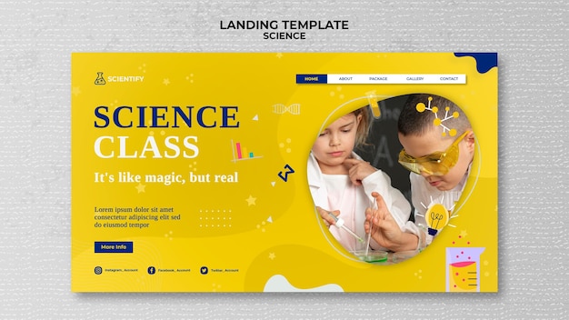 Free PSD science class landing page