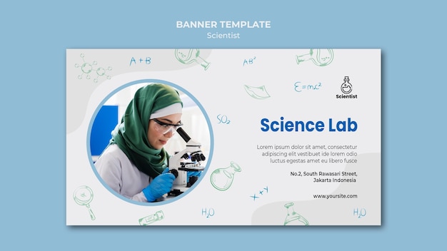 PSD gratuito modello di banner pubblicitario del club di scienza