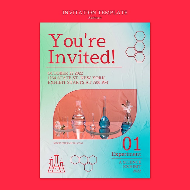 Free PSD science convention invitation template