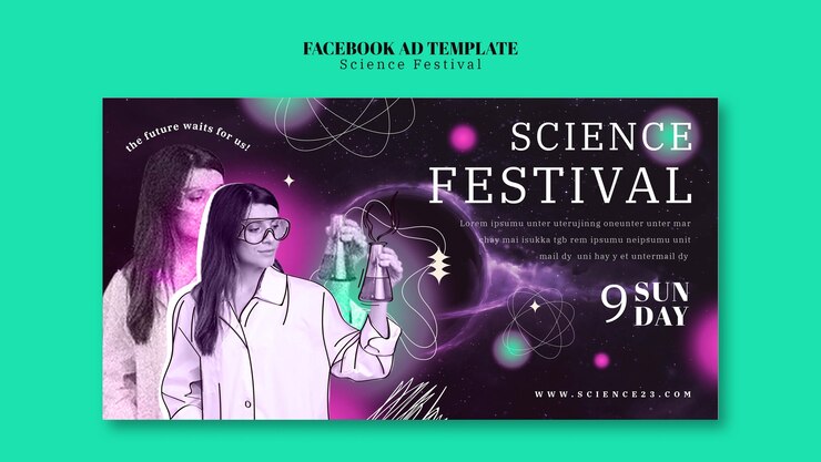 Free PSD science festival facebook template