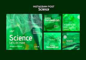 PSD gratuito raccolta di post di instagram di scienza con un design astratto