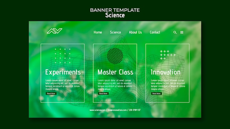 Free PSD science landing page template with abstract design