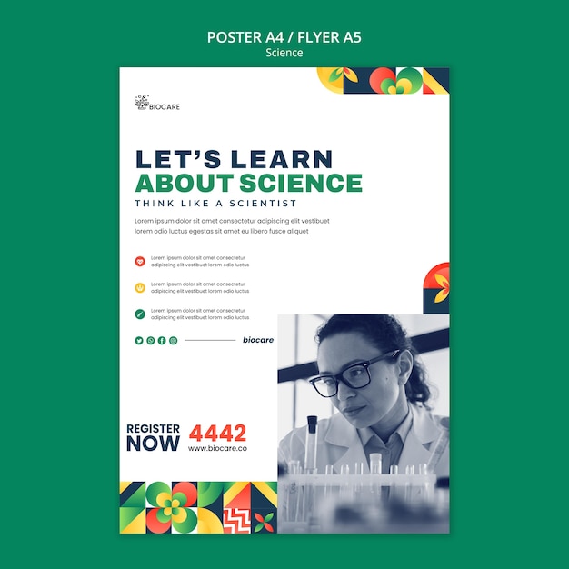 Free PSD science poster template design