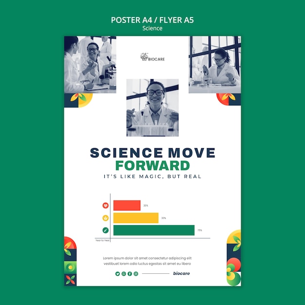 PSD gratuito disegno del modello di poster di scienza