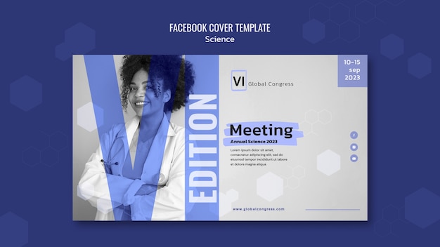 PSD gratuito copertina facebook della ricerca scientifica