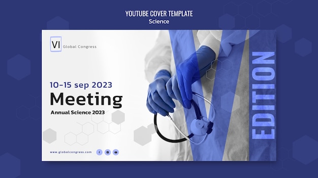 PSD gratuito copertina di youtube per la ricerca scientifica