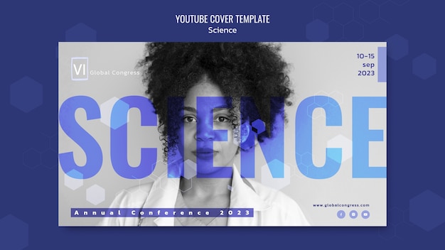 PSD gratuito copertina di youtube per la ricerca scientifica