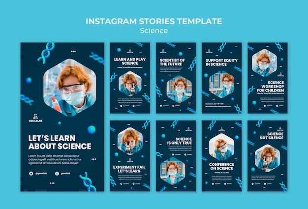 Free PSD science social media stories