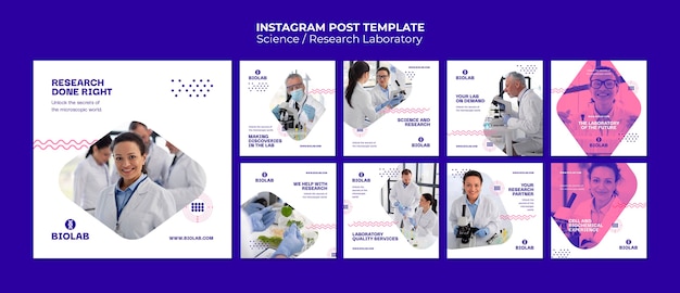 PSD gratuito raccolta di post su scienza e tecnologia su instagram