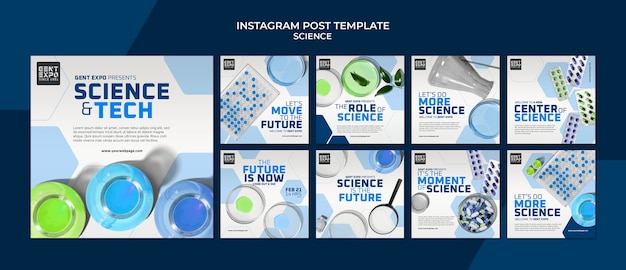 PSD gratuito raccolta di post su scienza e tecnologia su instagram