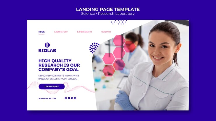 Free PSD science and tech landing page template