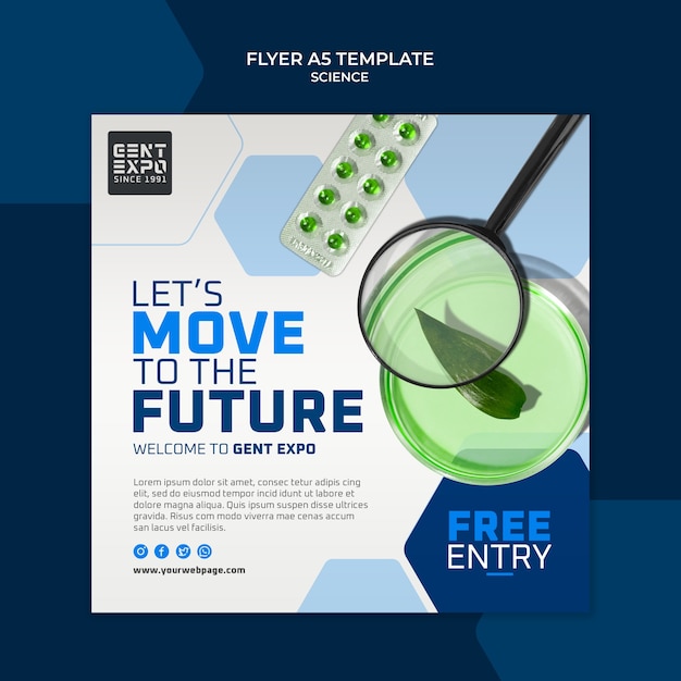 Free PSD science and tech square flyer template