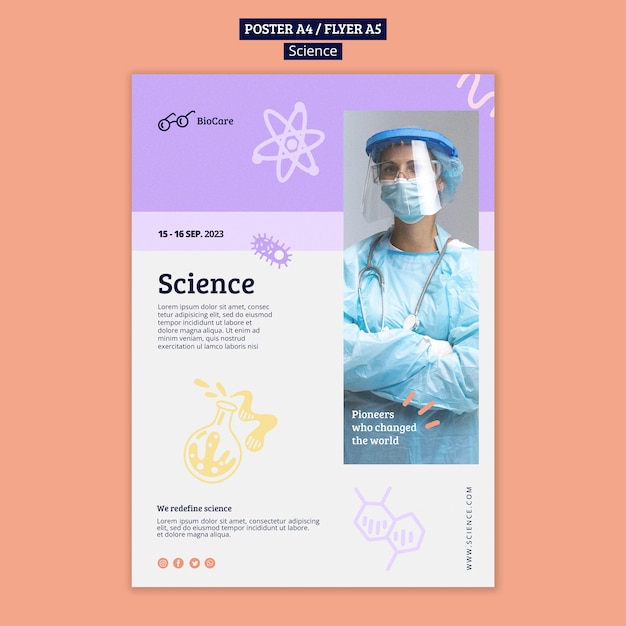 Free PSD science and tech vertical poster template