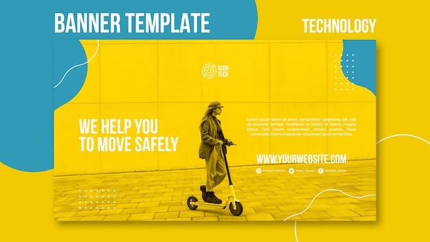 Free PSD scooter banner template with photo
