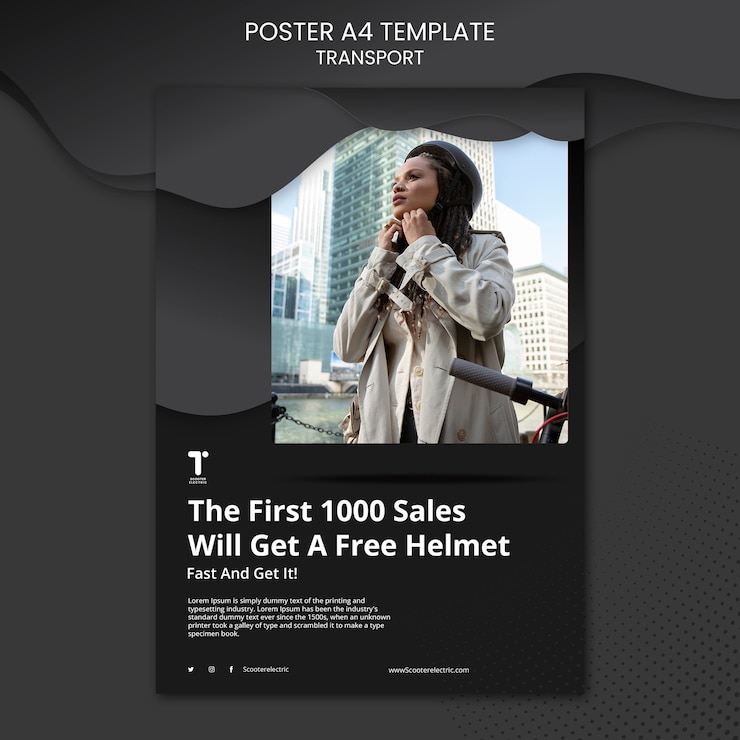 Free PSD scooter poster template