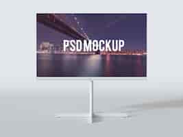 Free PSD screen on white background mock up