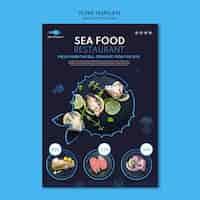 Free PSD sea food concept flyer template