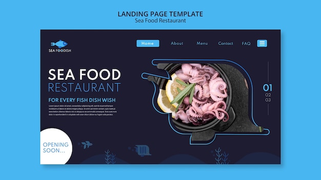 Sea food concept landing page template