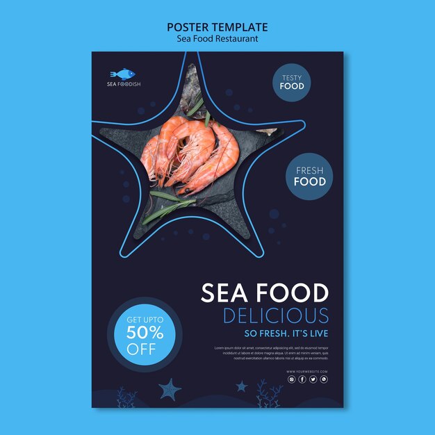 Sea food concept poster template