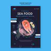 Бесплатный PSD Шаблон плаката концепции морепродуктов