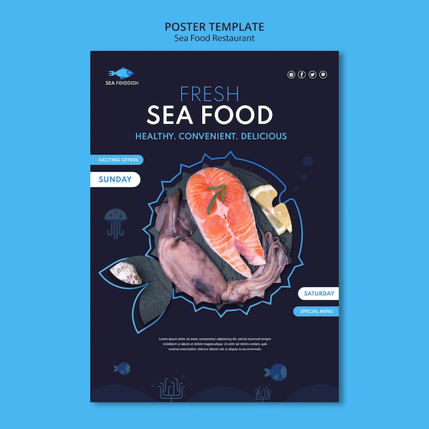 Sea food concept poster template