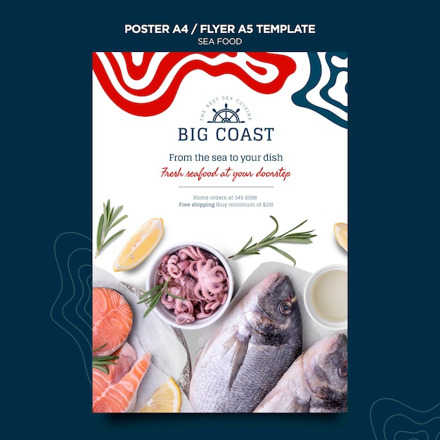 Sea food poster template