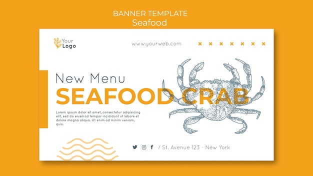 Seafood concept banner template