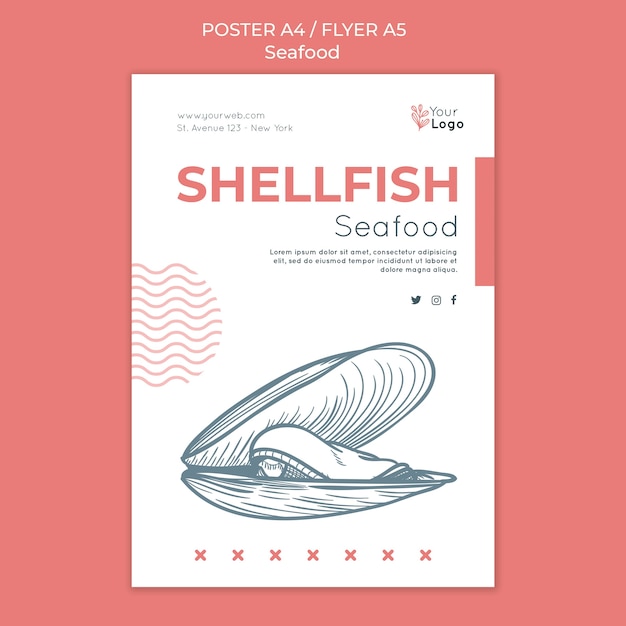 Free PSD seafood concept flyer template