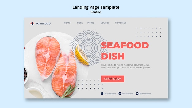 Seafood concept landing page template