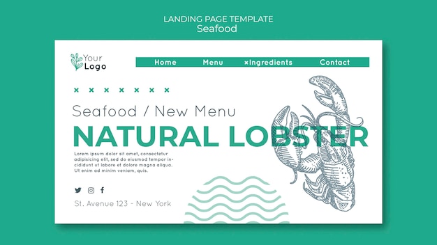 Free PSD seafood concept landing page template