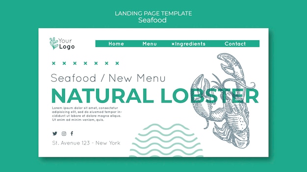 無料PSD シーフードコンセプトのランディングページテンプレート