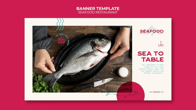 PSD gratuito banner di ristorante di pesce