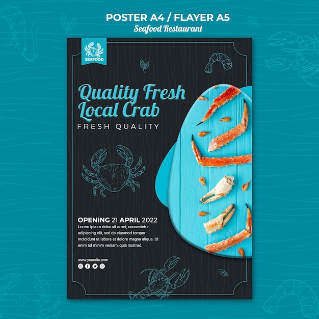 Free PSD seafood restaurant flyer theme
