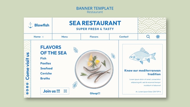 Шаблон целевой страницы ресторана морепродуктов